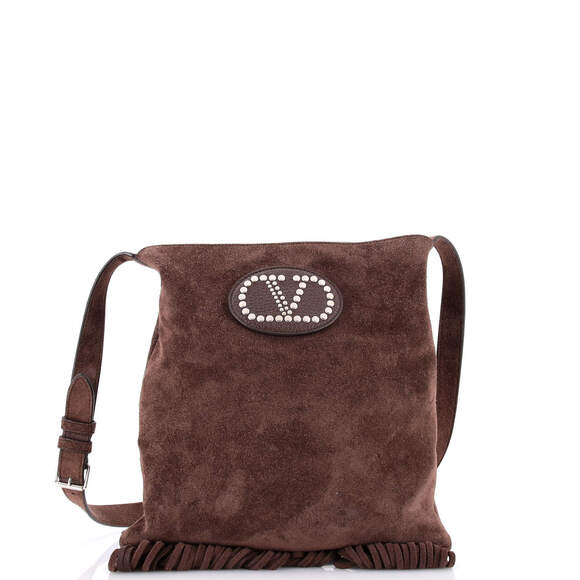 Valentino Garavani Handbags - Valentino Garavani Small Nellcote Fringe Shoulder Bag Suede with Studded Detail